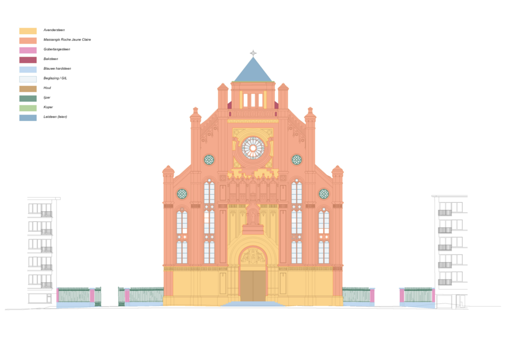 Materialisatie voorgevel Sint-Annakerk, Gent